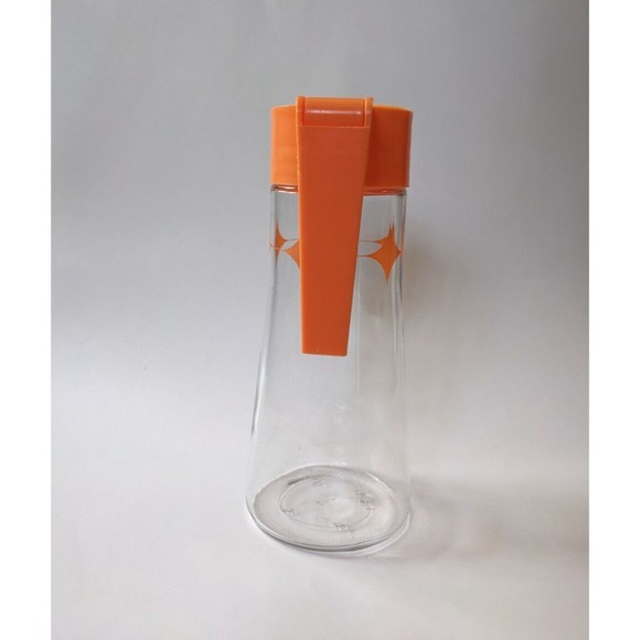 Vtg Mid-Century Anchor Hocking Glass Carafe Orange Juice Pitcher Atomic Diamond - Picture 5 of 8